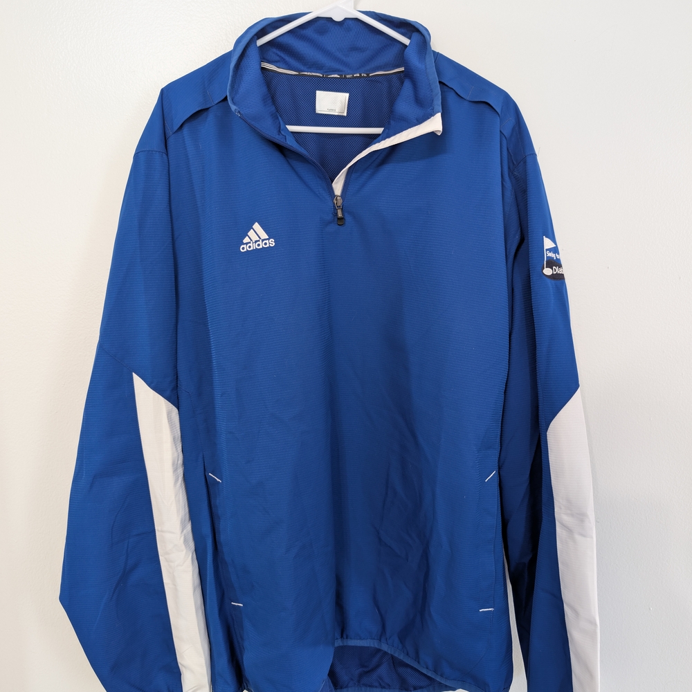 Adidas Men's Blue and White Jacket